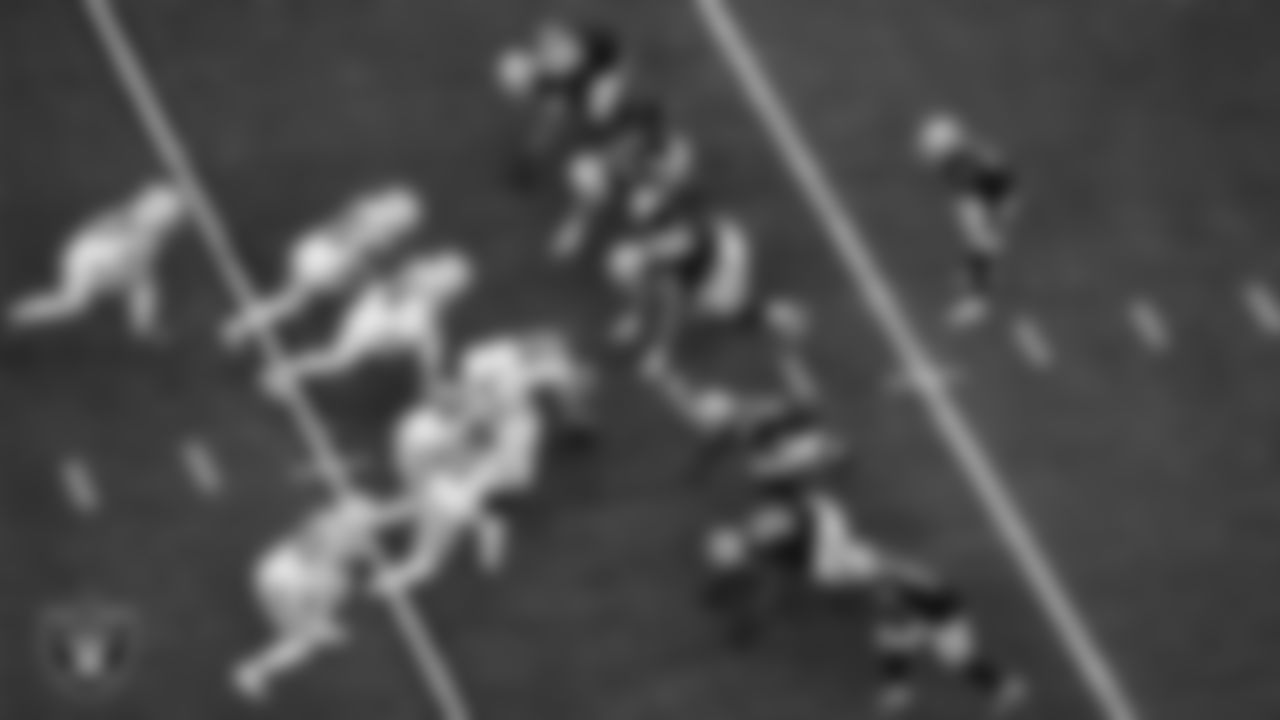 The Las Vegas Raiders special teams unit lines up before the snap during the regular season home game against the Indianapolis Colts at Allegiant Stadium.