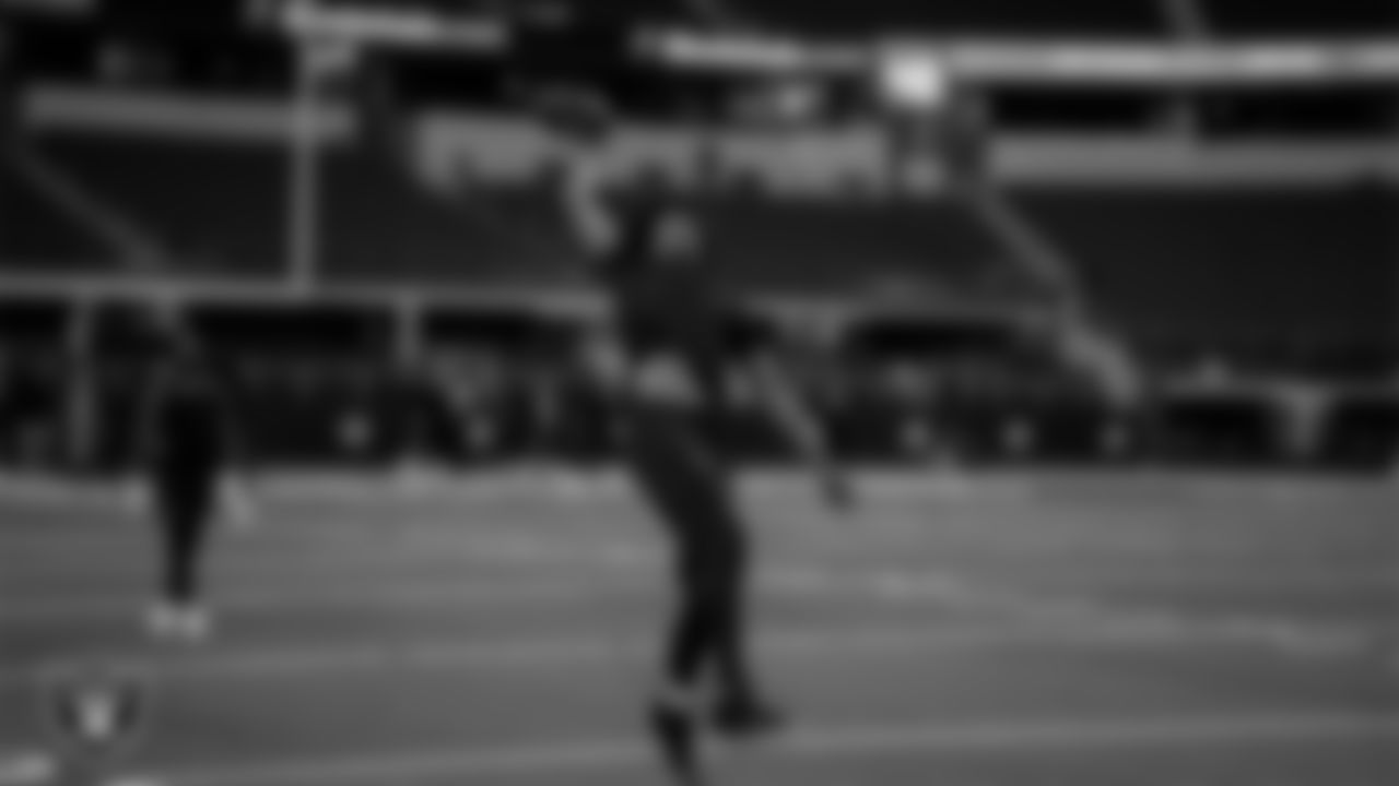 Las Vegas Raiders wide receiver Keelan Cole Sr. (84) warming up before the preseason away game against the Dallas Cowboys at AT&T Stadium.