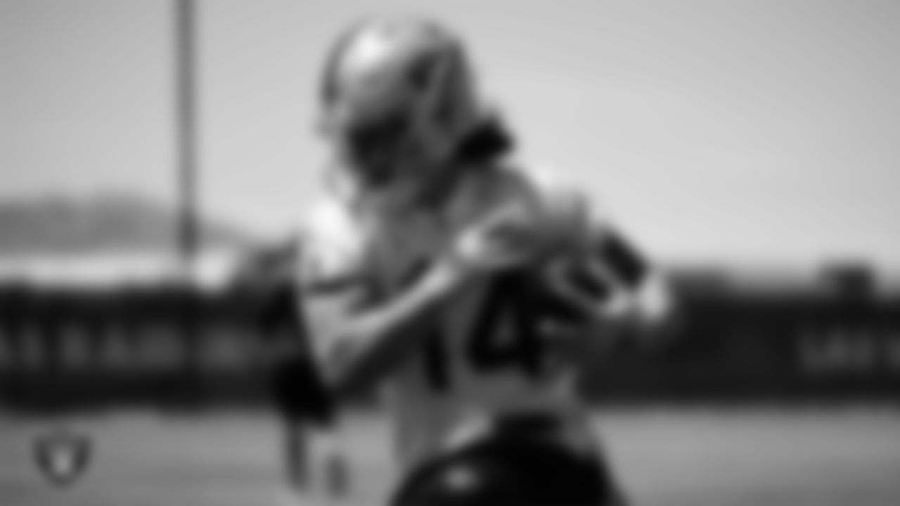 Las Vegas Raiders wide receiver Trey Quinn (14) at an Organized Team Activity (OTA).