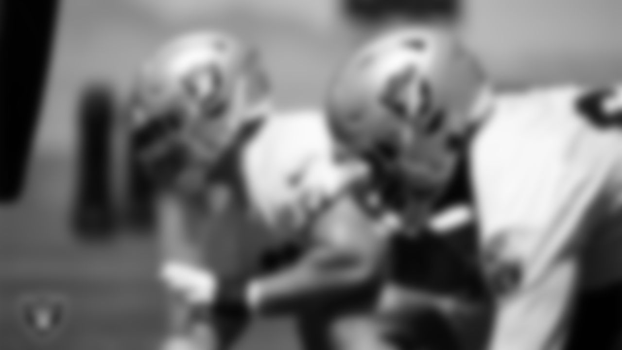 Las Vegas Raiders guard Marquel Harrell (61) at an Organized Team Activity (OTA).