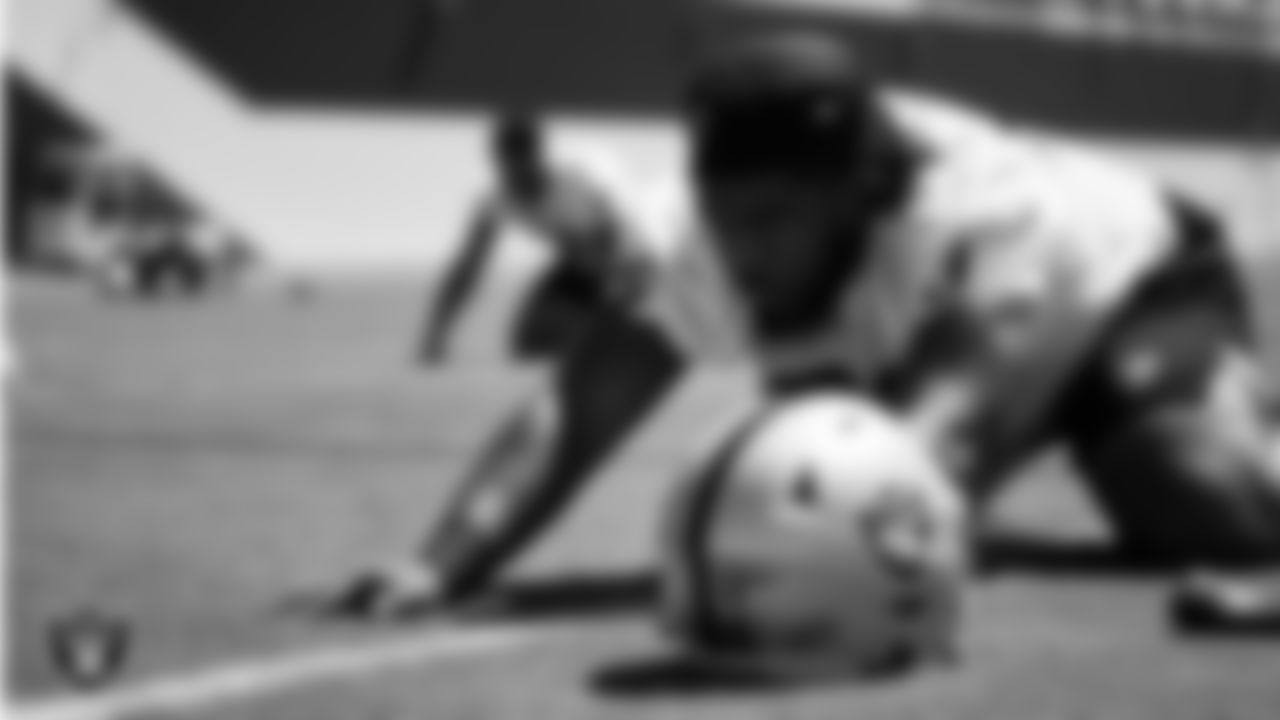 Las Vegas Raiders guard Dylan Parham (66) at an Organized Team Activity (OTA).