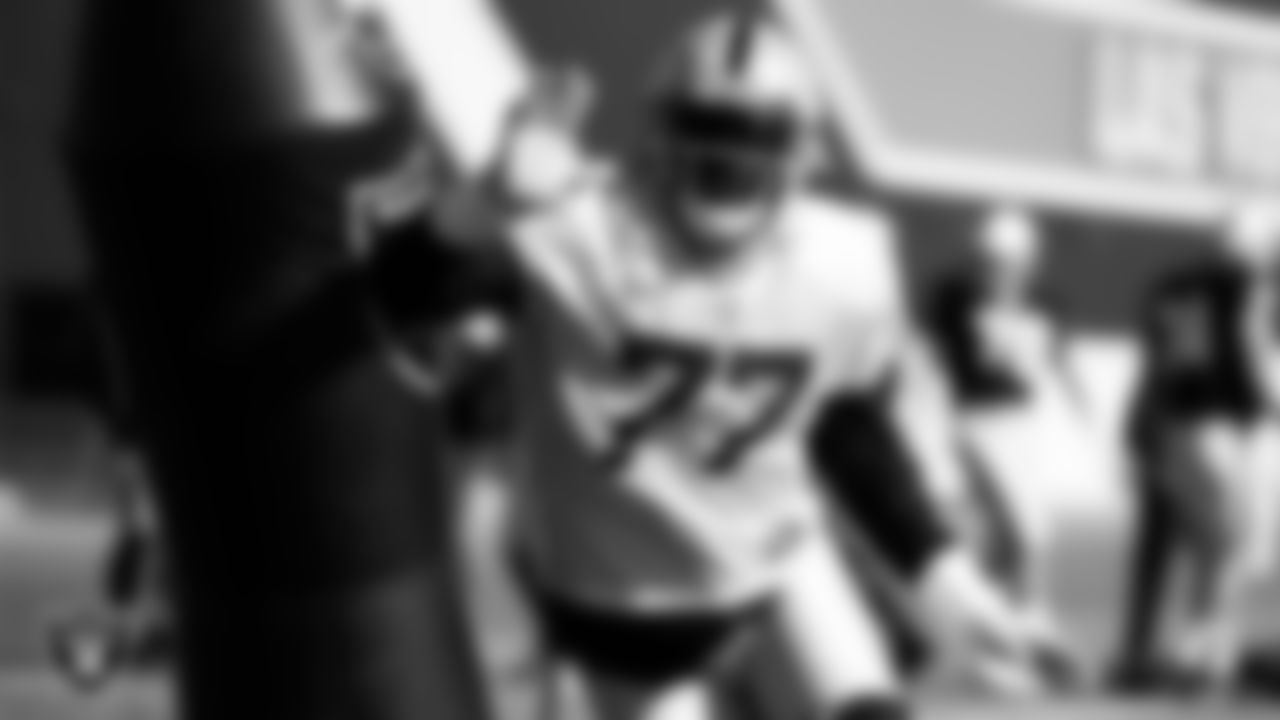 Las Vegas Raiders defensive tackle Quinton Jefferson (77) during practice at Intermountain Healthcare Performance Center.