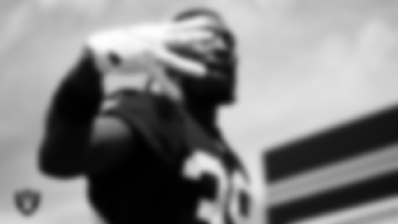 Las Vegas Raiders cornerback Nate Hobbs (39) at an Organized Team Activity (OTA).