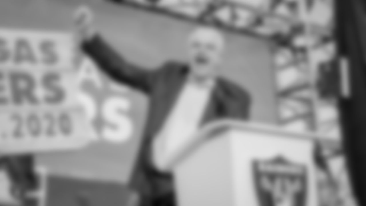 Governor of Nevada Steve Sisolak during an official announcement of the Raiders changing their name to the Las Vegas Raiders.