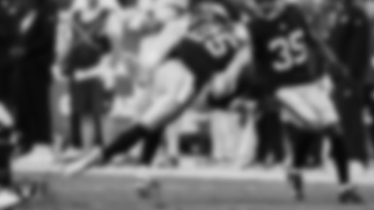 Las Vegas Raiders safety Tre'von Moehrig (25) makes a tackle during the regular season home game against the Philadelphia Eagles at Allegiant Stadium.
