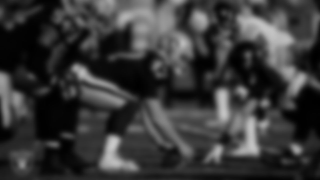 Oakland Raiders long snapper Trent Sieg (47) waits to snap the ball during the regular season home game against the Pittsburgh Steelers at Oakland Alameda-County Coliseum, Sunday, December 9, 2018, in Oakland, Calif.
