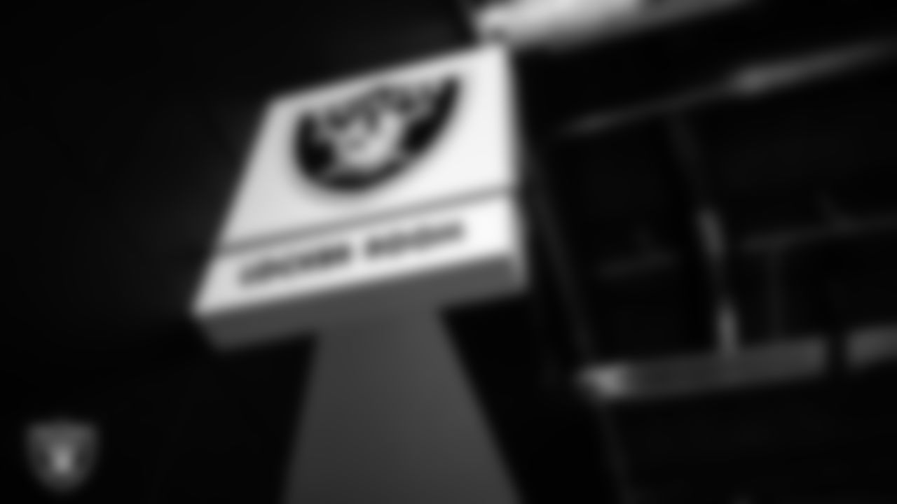 The Las Vegas Raiders looker room sign before the regular season home game against the Tampa Bay Buccaneers.