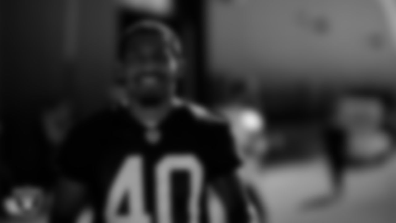 Las Vegas Raiders safety Isaiah Pola-Mao (40) at a workout during phase two of the offseason program.