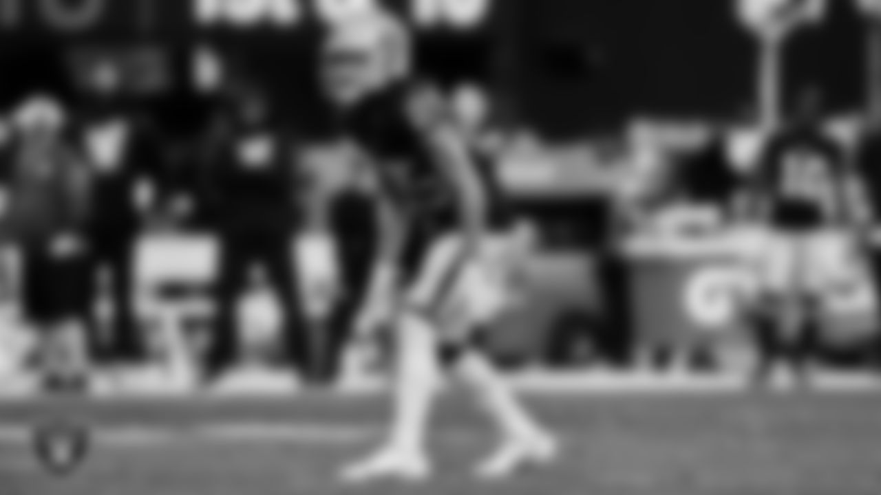 Las Vegas Raiders safety Tre'von Moehrig (25) lines up before the snap during the regular season home game against the Washington Football Team.