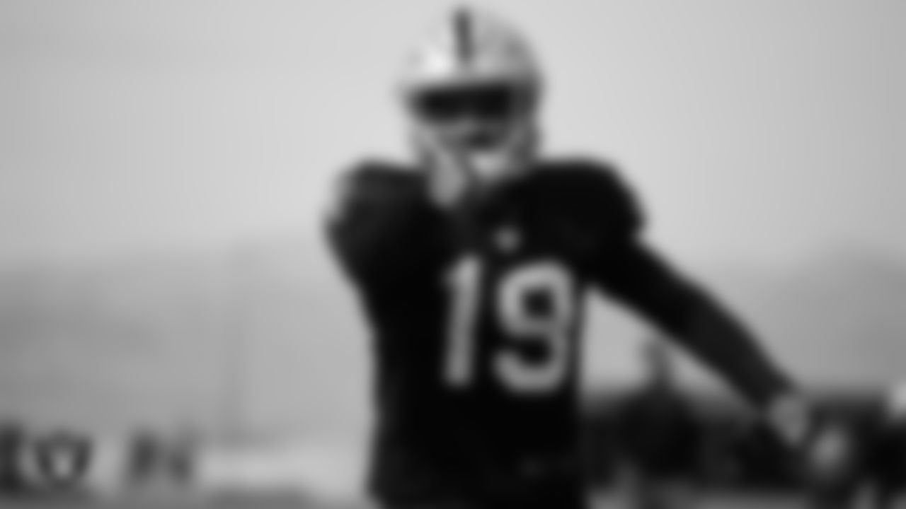 Las Vegas Raiders wide receiver DJ Turner (19) during practice at Intermountain Healthcare Performance Center.