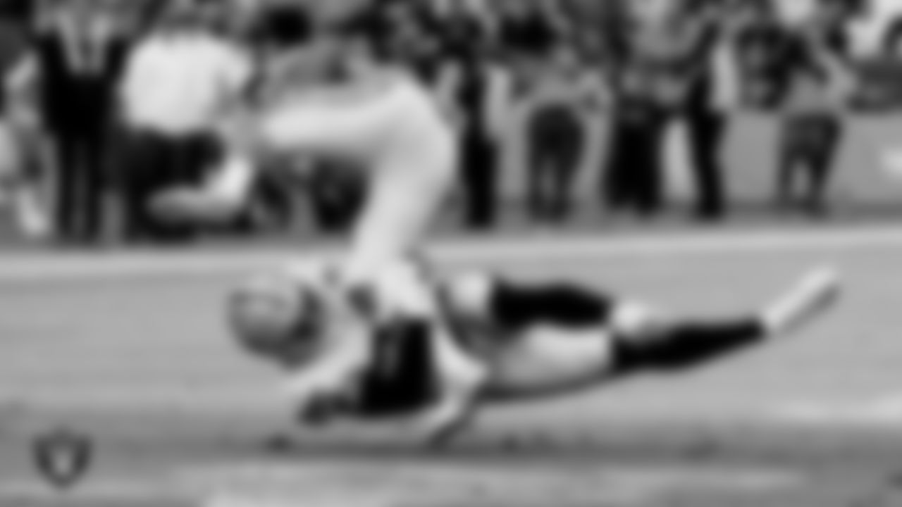Raiders safety Erik Harris (25) makes a tackle during the regular season away game against the Los Angeles Chargers at ROKiT Field at Dignity Health Sports Park, Sunday, December 22, 2019.