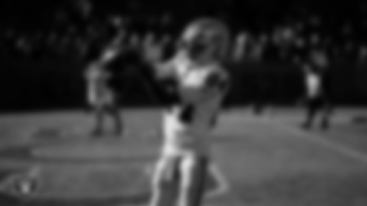 Las Vegas Raiders wide receiver Keelan Cole (84) warming up before the regular season away game against the Denver Broncos at Empower Field at Mile High.
