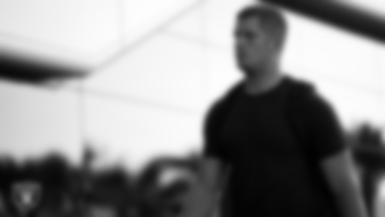 Las Vegas Raiders defensive end Carl Nassib (94) arrives for 2021 Training Camp.