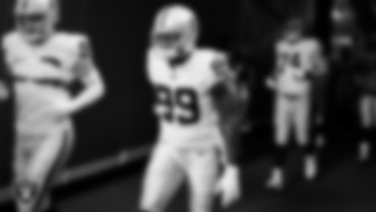 Las Vegas Raiders defensive end Clelin Ferrell (99) walks down the tunnel before the regular season away game against the Kansas City Chiefs at GEHA Field at Arrowhead Stadium.