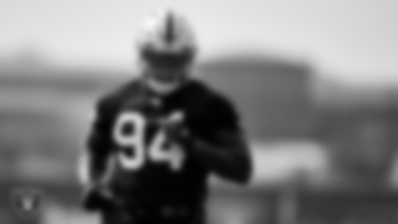 Las Vegas Raiders defensive tackle Matthew Butler (94) during practice at Intermountain Healthcare Performance Center.