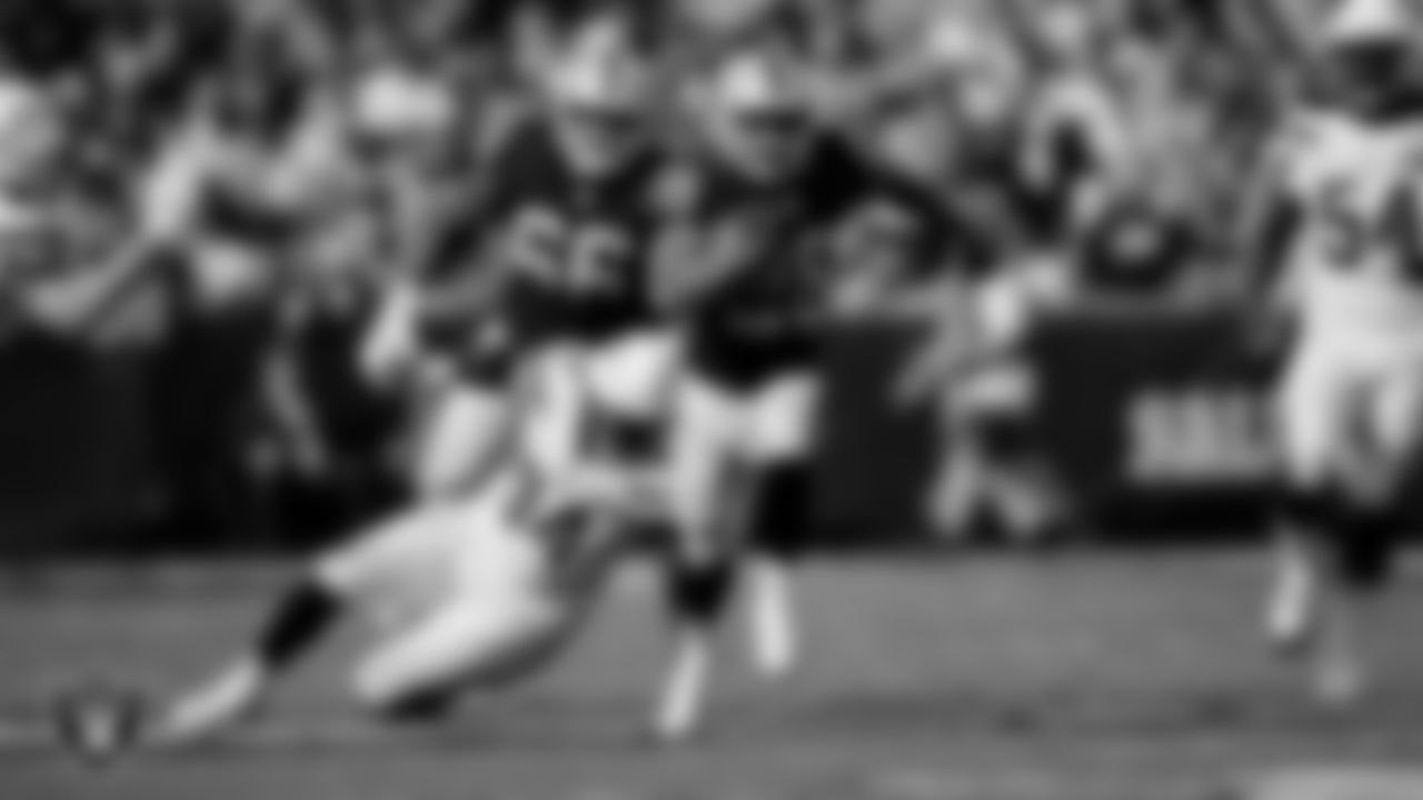 The Raiders during the regular season home game against the Los Angeles Chargers at Oakland-Alameda County Coliseum, Sunday, November 11, 2018, in Oakland, Calif.