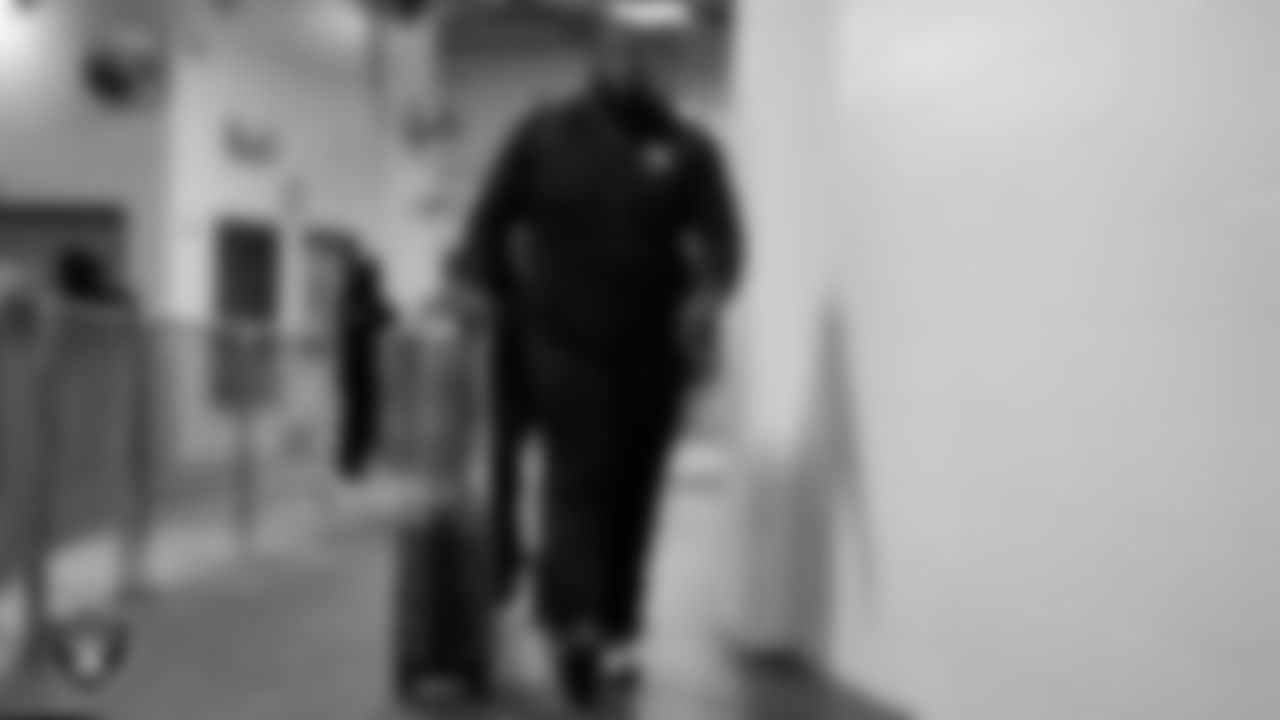 Las Vegas Raiders defensive line coach Frank Okam arrives to the regular season away game against the Pittsburgh Steelers at Acrisure Stadium.