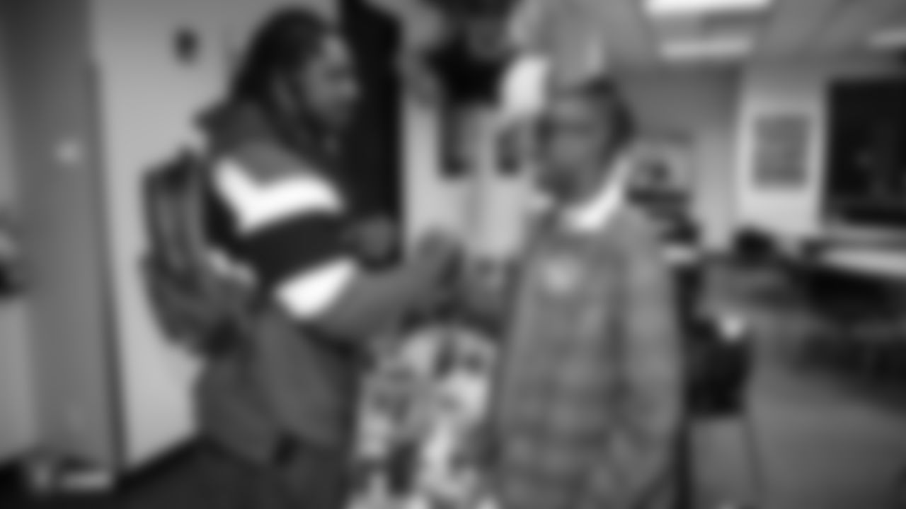 Nashid Gilliam and his family from the Make-A-Wish Foundation visit the Oakland Raiders Practice Facility in Alameda, California to get a tour of the facility, watch the team practice, meet the players, and have lunch with his favorite player, Marshawn Lynch, Saturday, September 29, 2018.