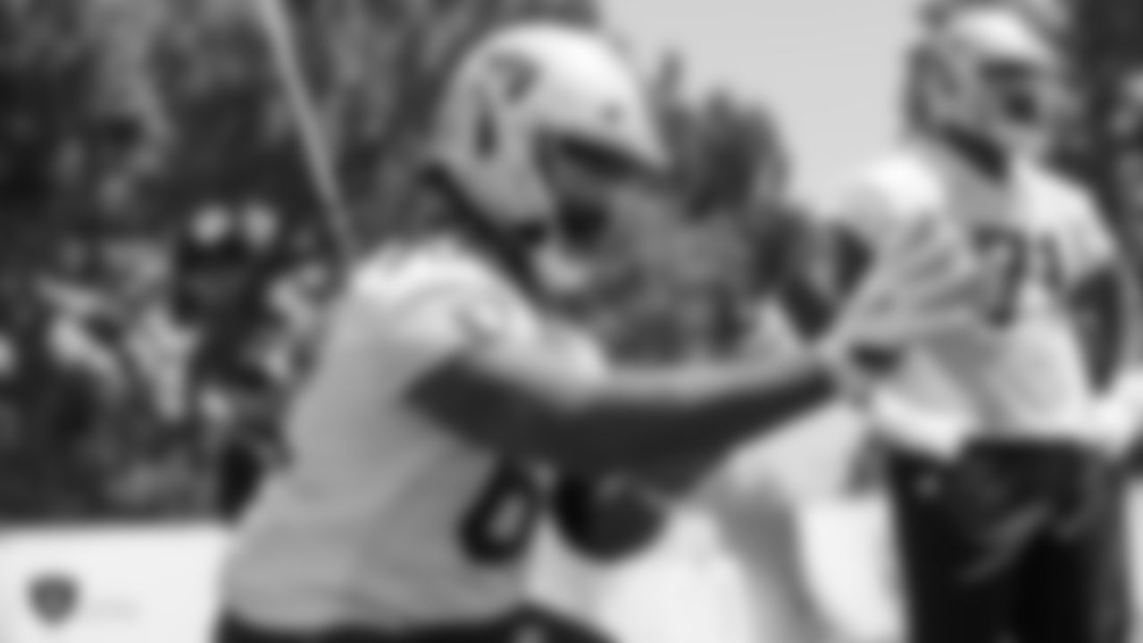 Raiders guard Lukayus McNeil (62) at an Organized Team Activity (OTA) at the Raiders Practice Facility in Alameda, Calif.