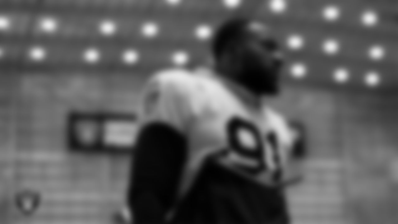 Las Vegas Raiders defensive end Yannick Ngakoue (91) during practice at Intermountain Healthcare Performance Center.
