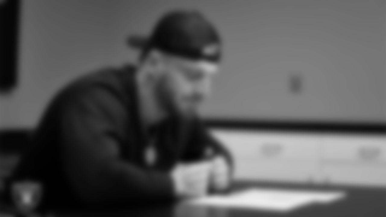 Las Vegas Raiders defensive end Maxx Crosby before signing a contract extension.
