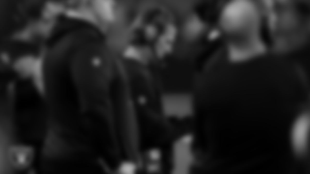 Las Vegas Raiders offensive coordinator Greg Olson on the sidelines during the regular season home game against the Los Angeles Chargers.