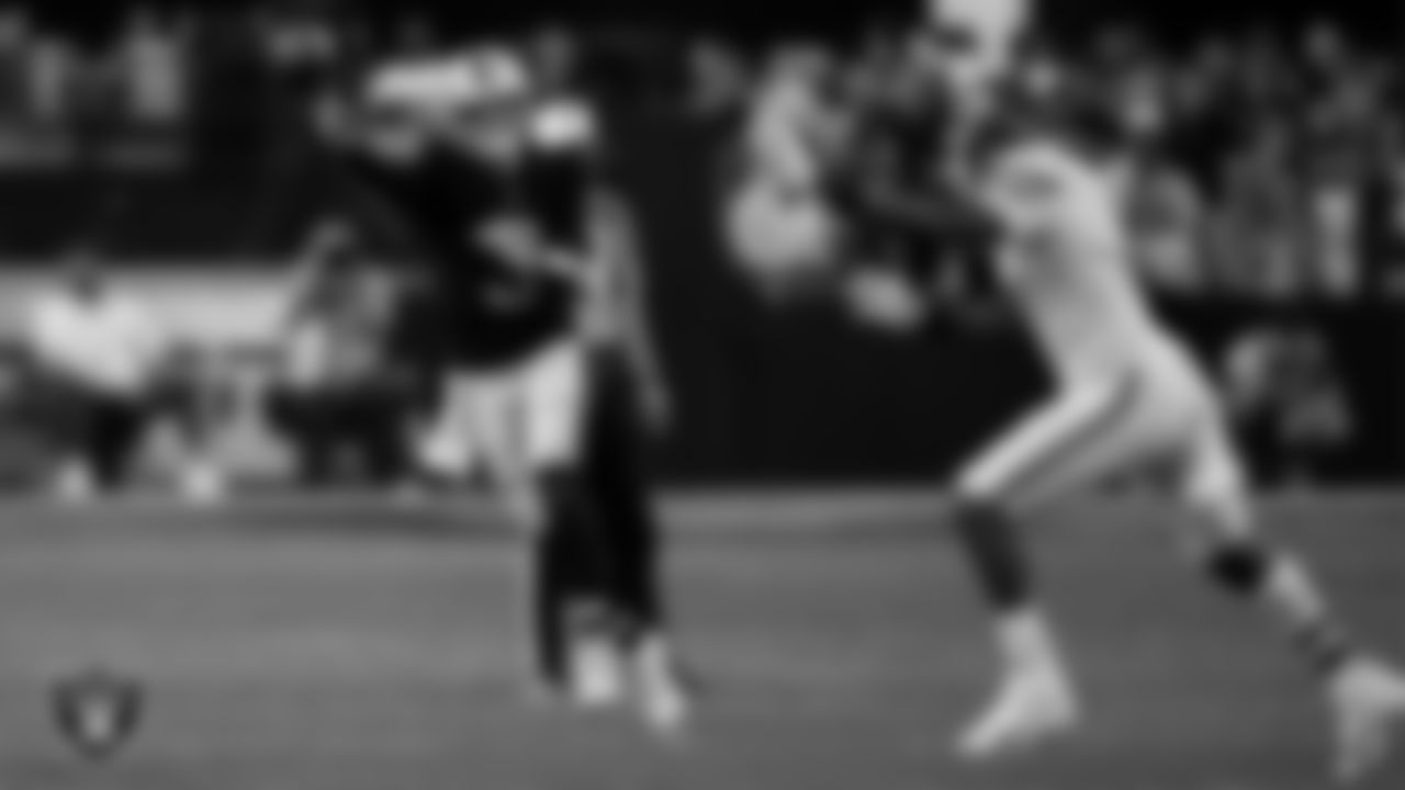 Las Vegas Raiders quarterback Jarrett Stidham (3) during the regular season home game against the Kansas City Chiefs at Allegiant Stadium.