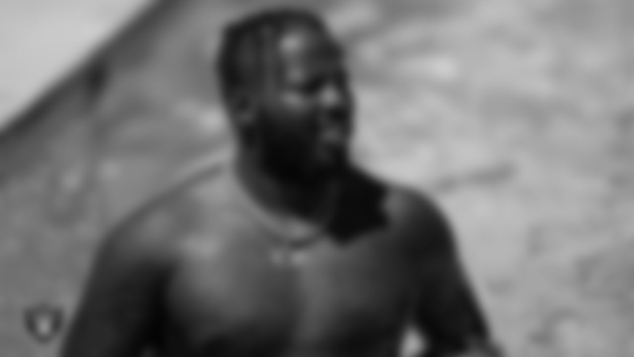 Las Vegas Raiders defensive tackle Daniel Ross (93) in the pool for a workout at 2020 Training Camp.