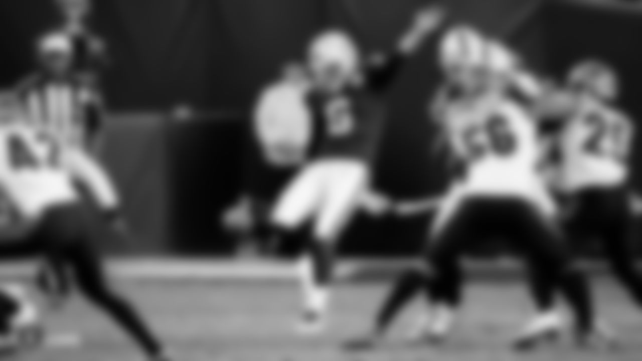 Raiders punter AJ Cole (6) punts during the regular season game against the Cincinnati Bengals.