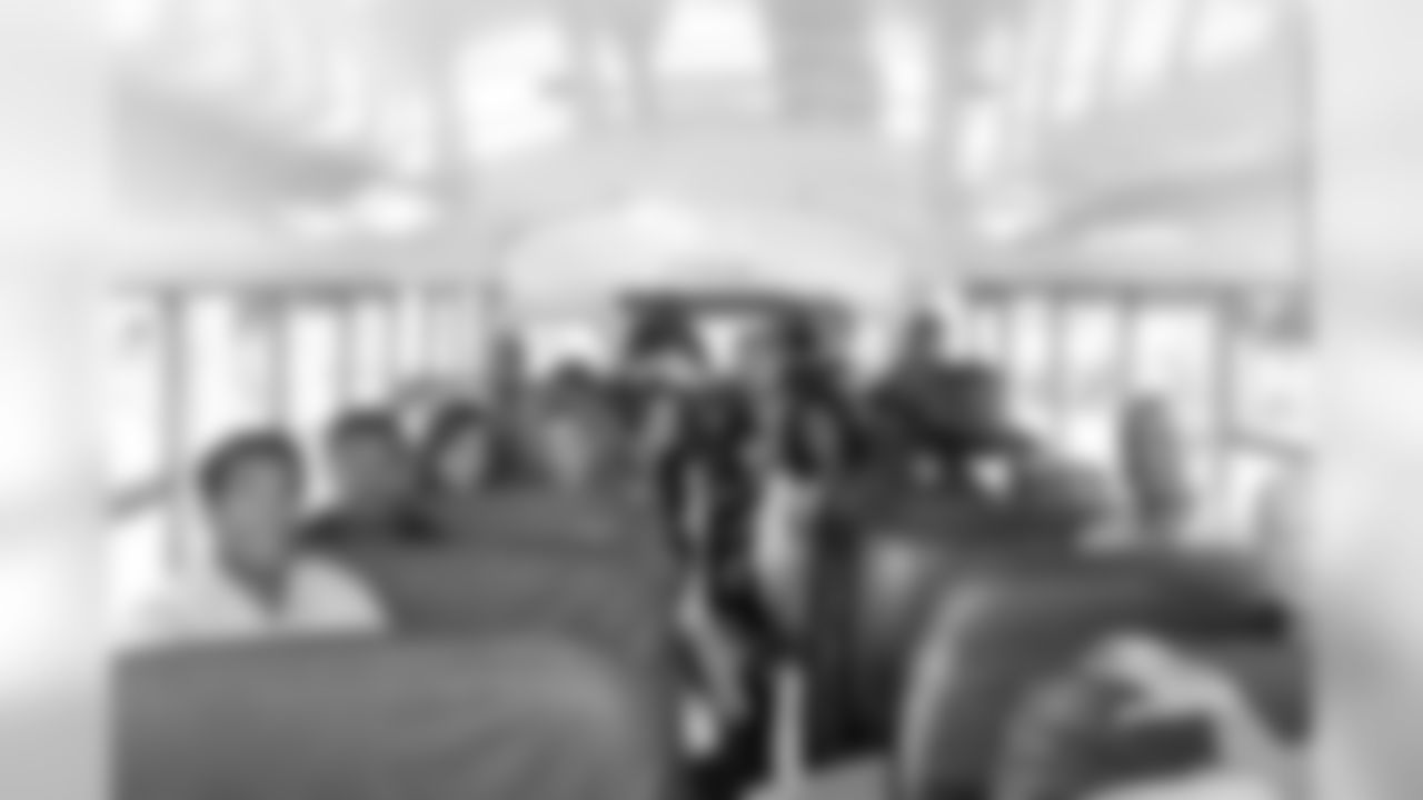 On the Play 60 bus - Hall of Fames Mike Haynes and James Lofton, Seattle Head Coach Pete Carroll, Raiderettes Bess and Tori, Ravens T Michael Oher, Texans DE JJ Watt, RB Darren McFadden and more...