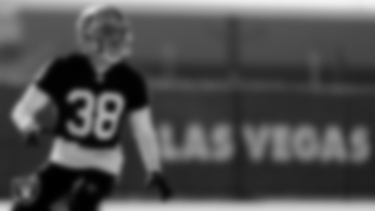 Las Vegas Raiders safety Jeff Heath (38) during practice at Intermountain Healthcare Performance Center.