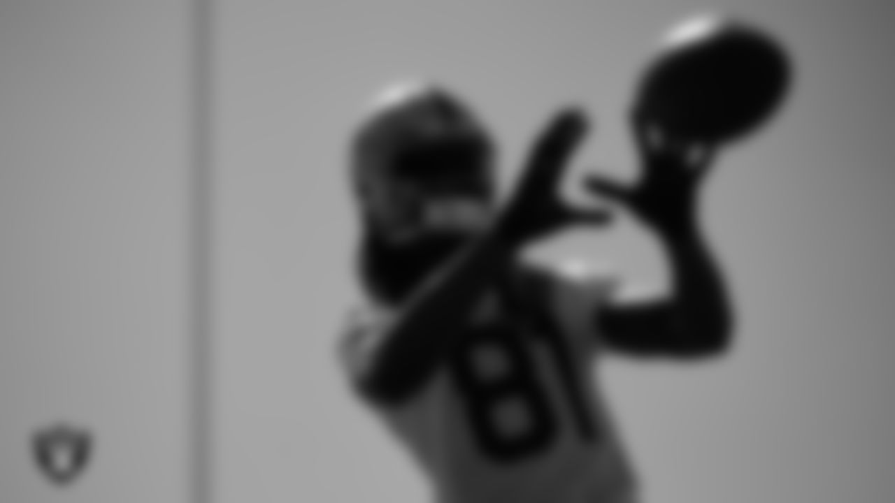 Las Vegas Raiders wide receiver Cam Sims (81) during mandatory minicamp at Intermountain Health Performance Center.