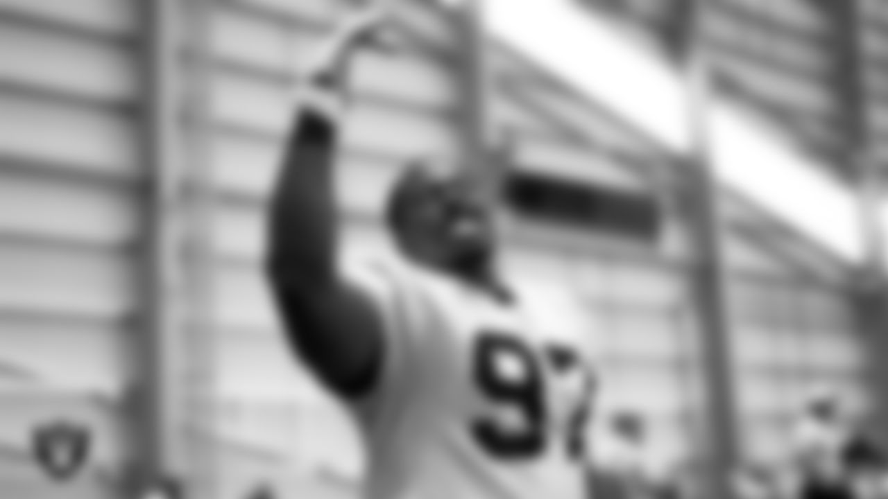 Las Vegas Raiders defensive tackle Damion Square (97) during practice at Intermountain Healthcare Performance Center.