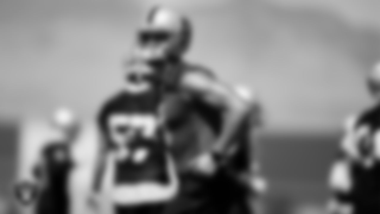 Las Vegas Raiders quarterback Derek Carr (4) at an Organized Team Activity (OTA).