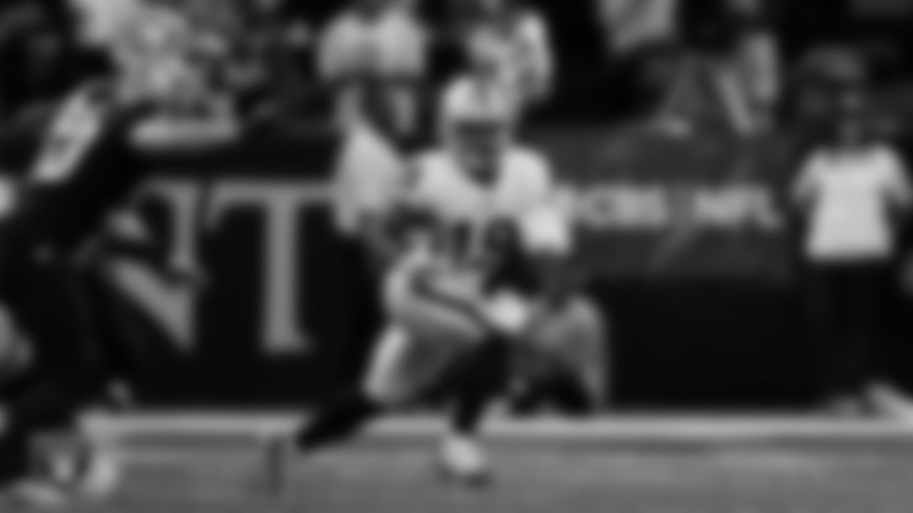 Las Vegas Raiders wide receiver DJ Turner (19) returns a kickoff during the regular season away game against the New Orleans Saints at Caesars Superdome.