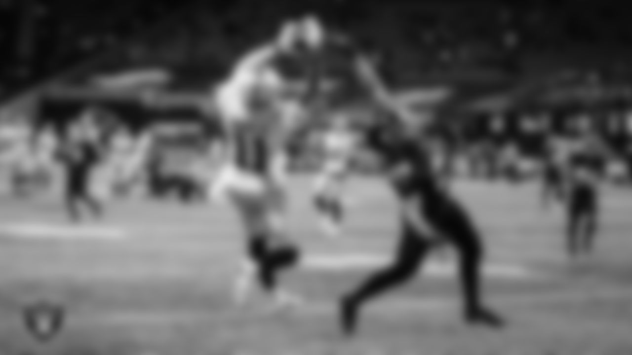 Las Vegas Raiders wide receiver Henry Ruggs III (11) makes a catch during the regular season away game against the Atlanta Falcons.