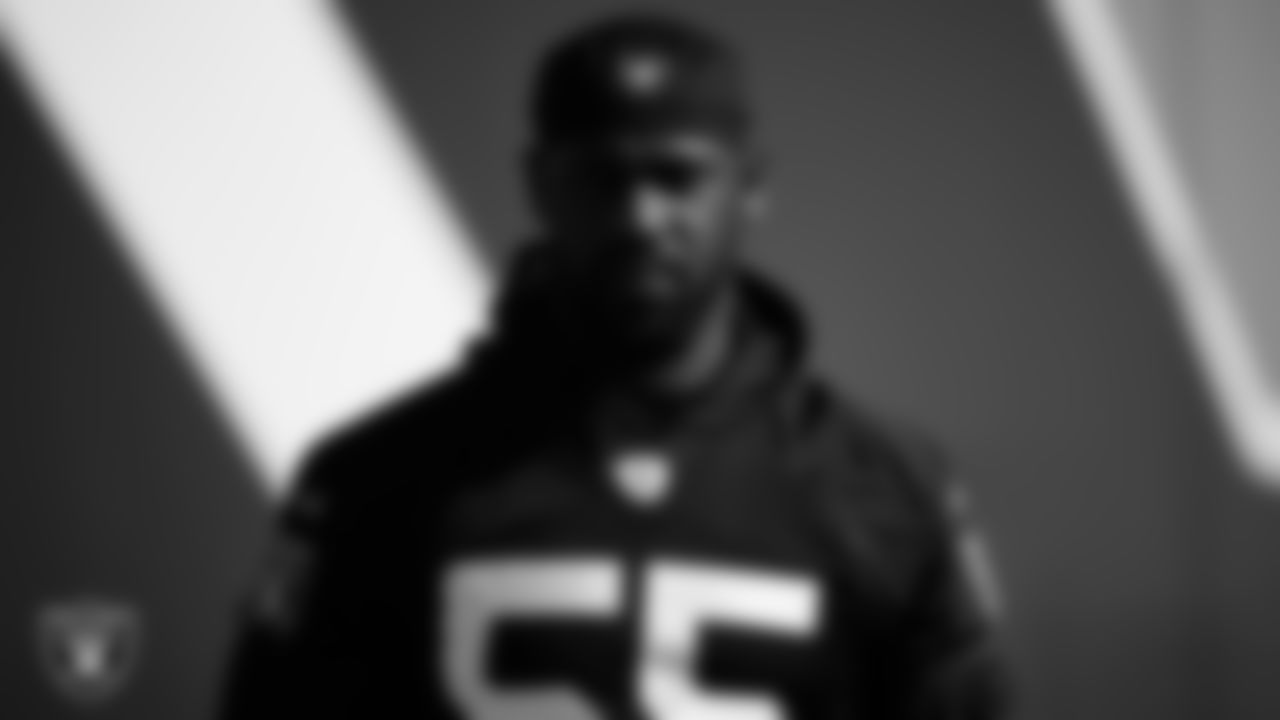 Las Vegas Raiders defensive end Chandler Jones (55) during practice at Intermountain Healthcare Performance Center.