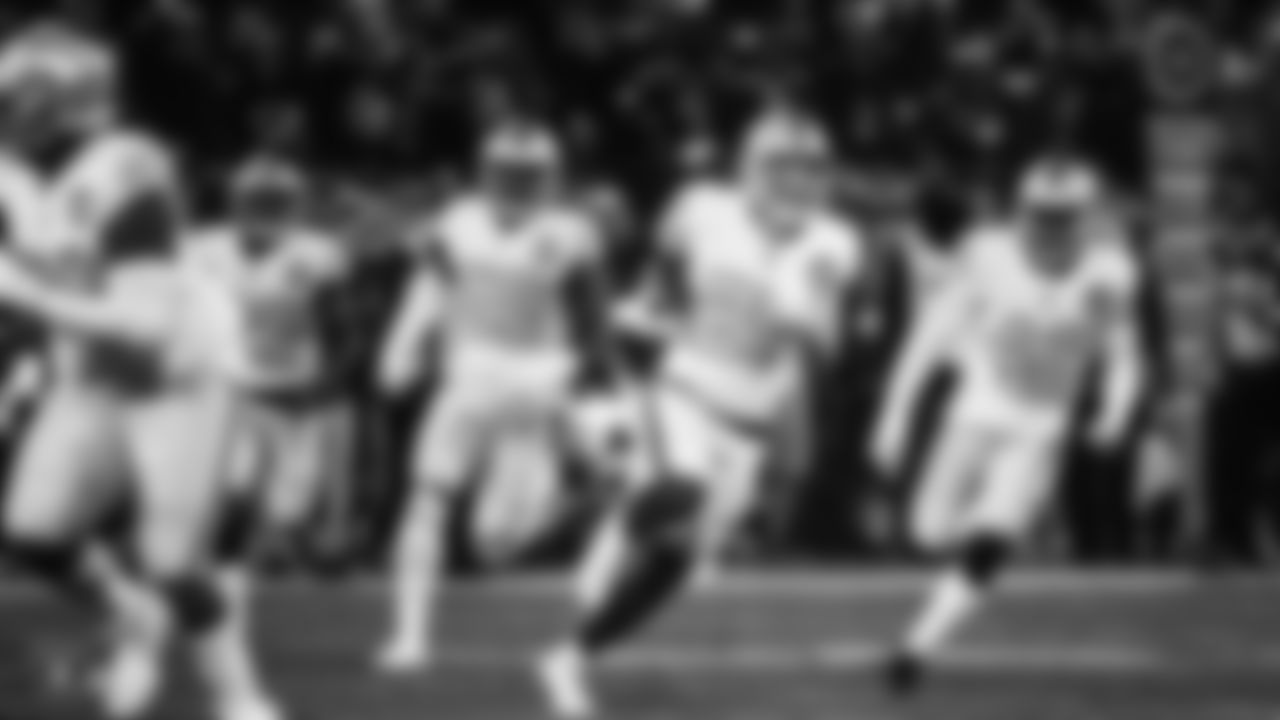 Raiders safety Erik Harris (25) runs after intercepting a pass during the regular season game against the Los Angeles Chargers.