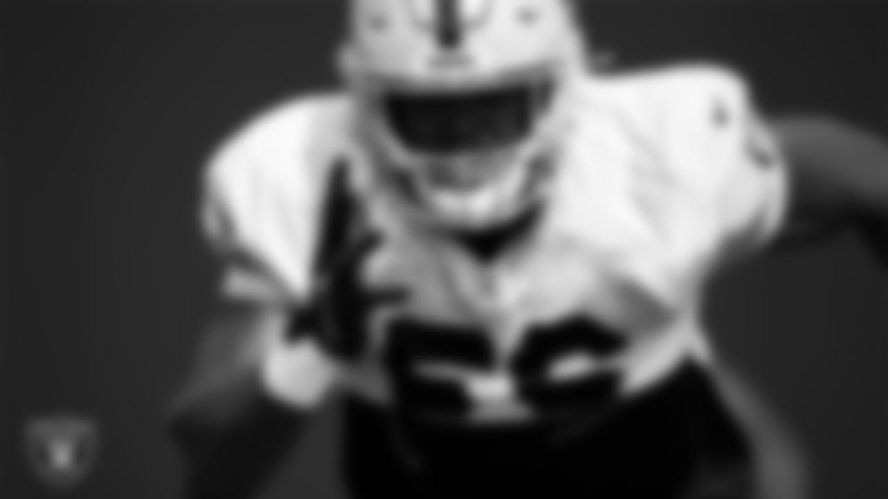 Las Vegas Raiders defensive end Gerri Green (56) during practice at Intermountain Healthcare Performance Center.