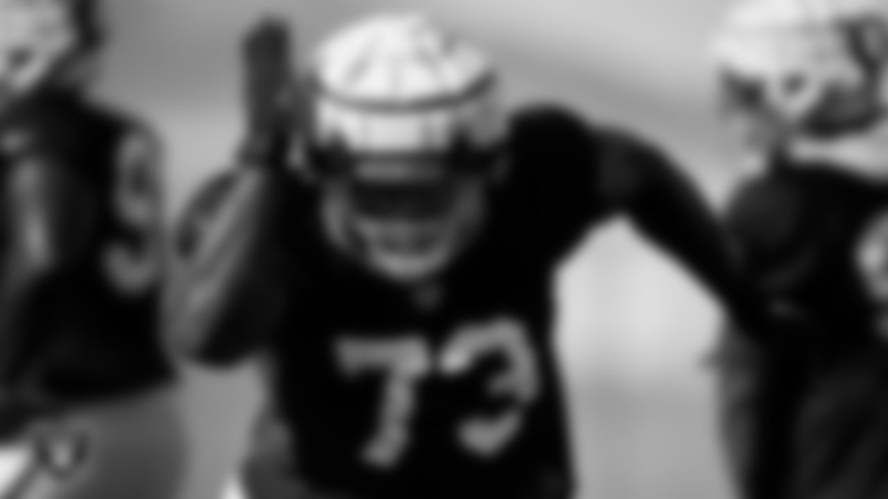 Las Vegas Raiders defensive tackle Matthew Butler (73) on the field for practice at 2022 Training Camp at Intermountain Healthcare Performance Center.