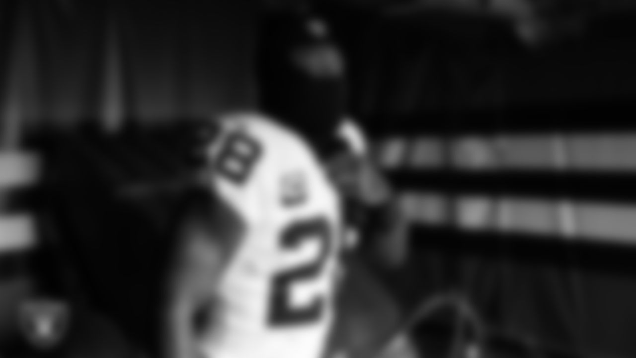 Las Vegas Raiders running back Josh Jacobs (28) walks down the tunnel before the regular season away game against the Cleveland Browns.