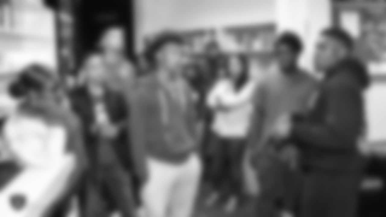 Oakland Raiders running back Jalen Richard gives 20 kids from Youth Alive, an after school program whose mission is to prevent violence and create young leaders, a tour of the Oakland Raiders Practice facility as well as conduct a question and answer session with the group, Monday, June 4, 2018, in Alameda, California.
