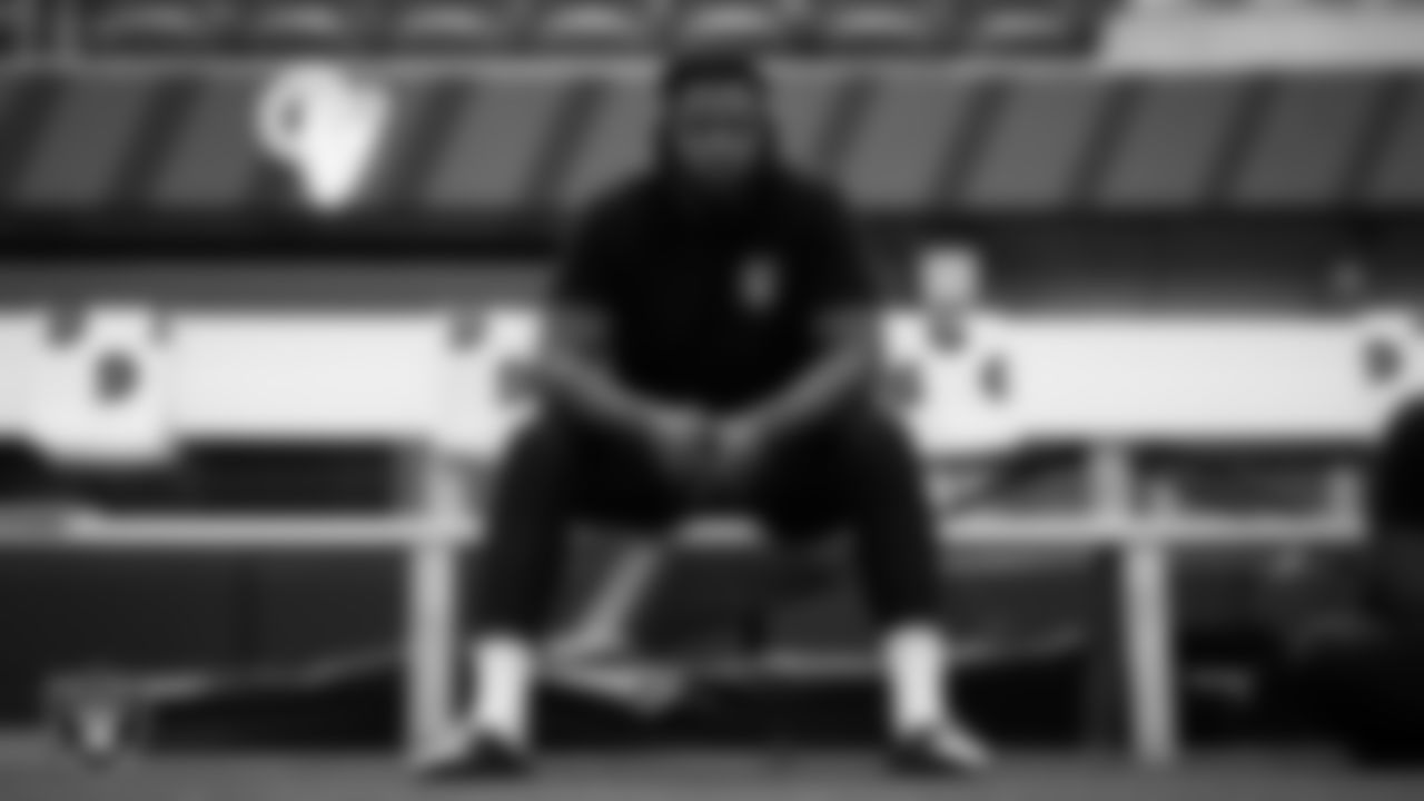 Las Vegas Raiders tackle Thayer Munford Jr. (77) on the bench before the preseason away game against the Los Angeles Rams at Sofi Stadium.
