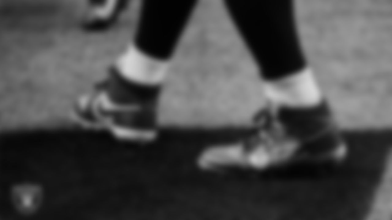 Las Vegas Raiders running back Jalen Richard's (30) cleats before the regular season home game against the Indianapolis Colts.