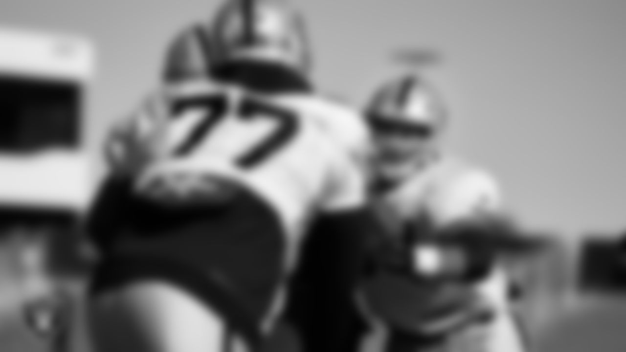 Las Vegas Raiders guard Alex Bars (64) during practice at Intermountain Healthcare Performance Center.