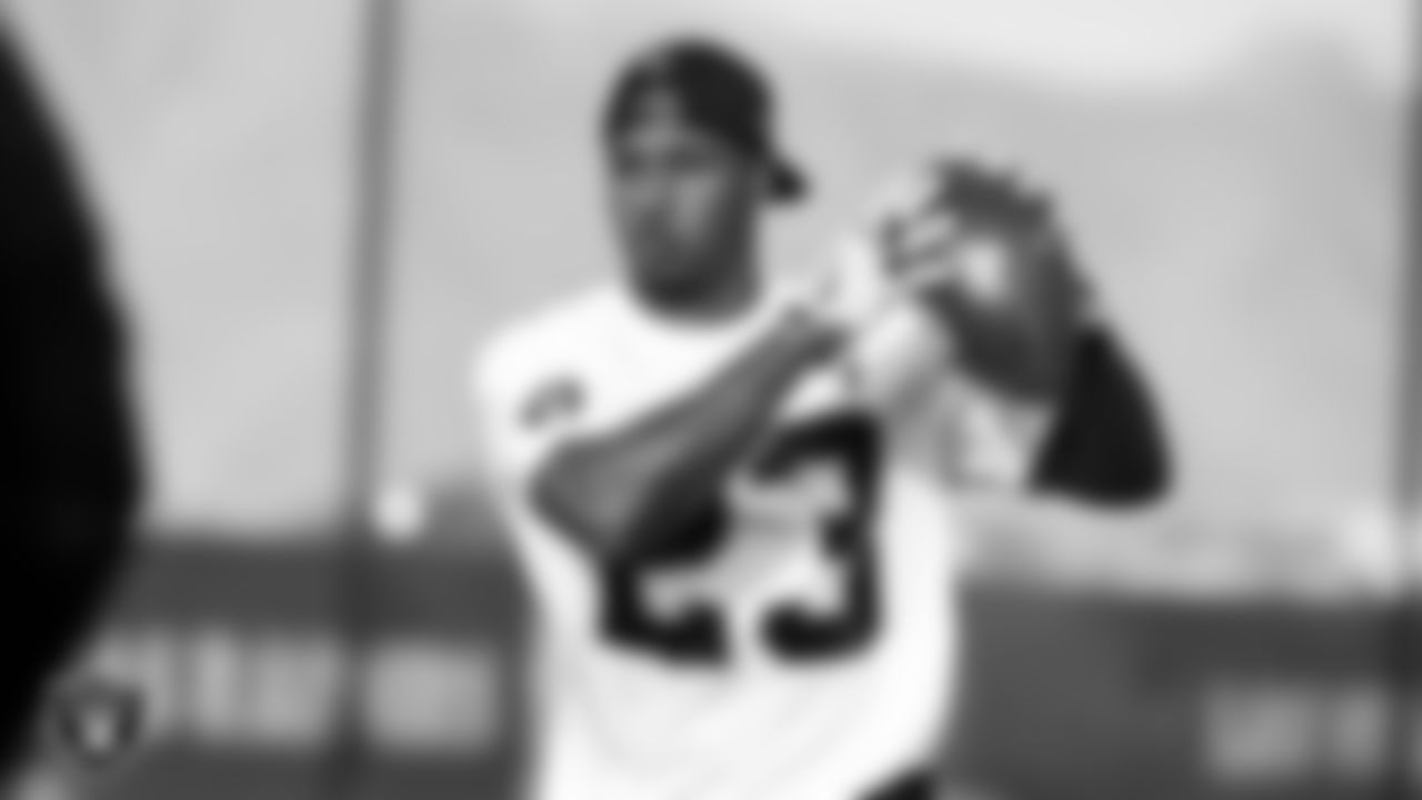 Las Vegas Raiders defensive back Damarious Randall (23) on the field for a walk through at 2020 Training Camp.