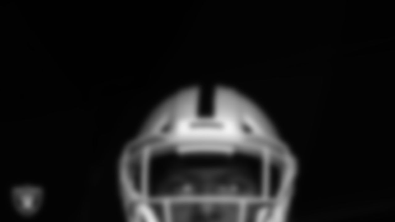 Las Vegas Raiders defensive tackle Damion Square (97) waits to be introduced onto the field before the regular season away game against the Denver Broncos.