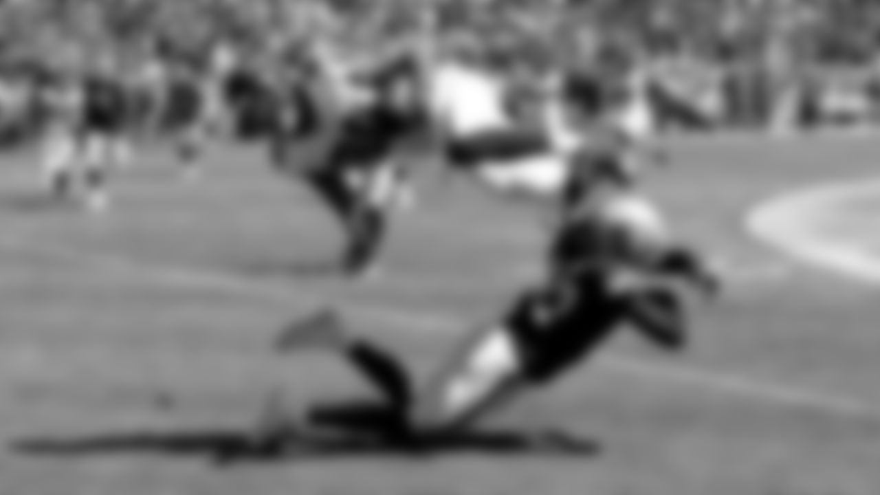 Raiders defensive back Matt Giordano (27) makes a tackle during the regular season home game against the Atlanta Falcons at Oakland-Alameda County, Sunday, September 18, 2016, in Oakland, Calif.