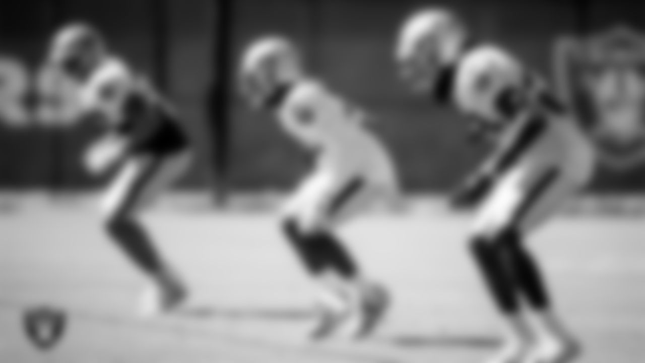 Las Vegas Raiders cornerback Amik Robertson (21) during practice.