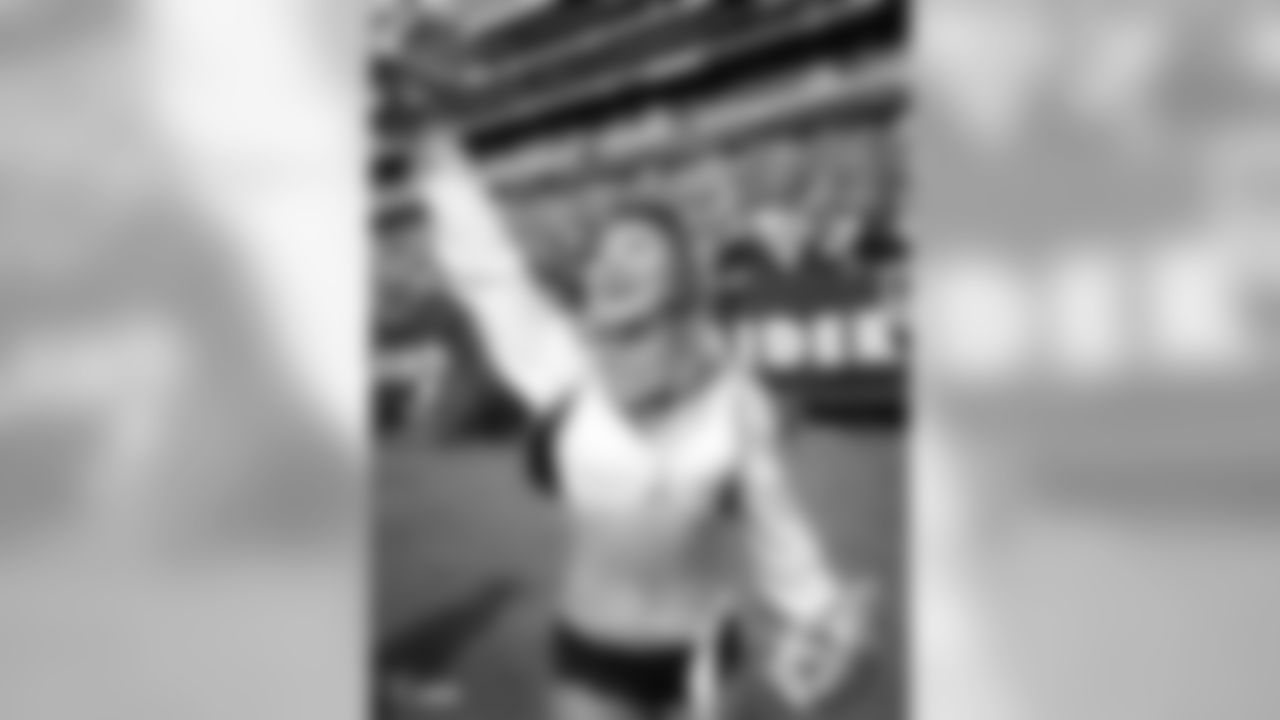 The Raiderettes on the sidelines at the Oakland Raiders game against the Cleveland Browns at Oakland-Alameda County Coliseum, Sunday, September 30, 2018, in Oakland, Calif. The Oakland Raiders won 45-42.